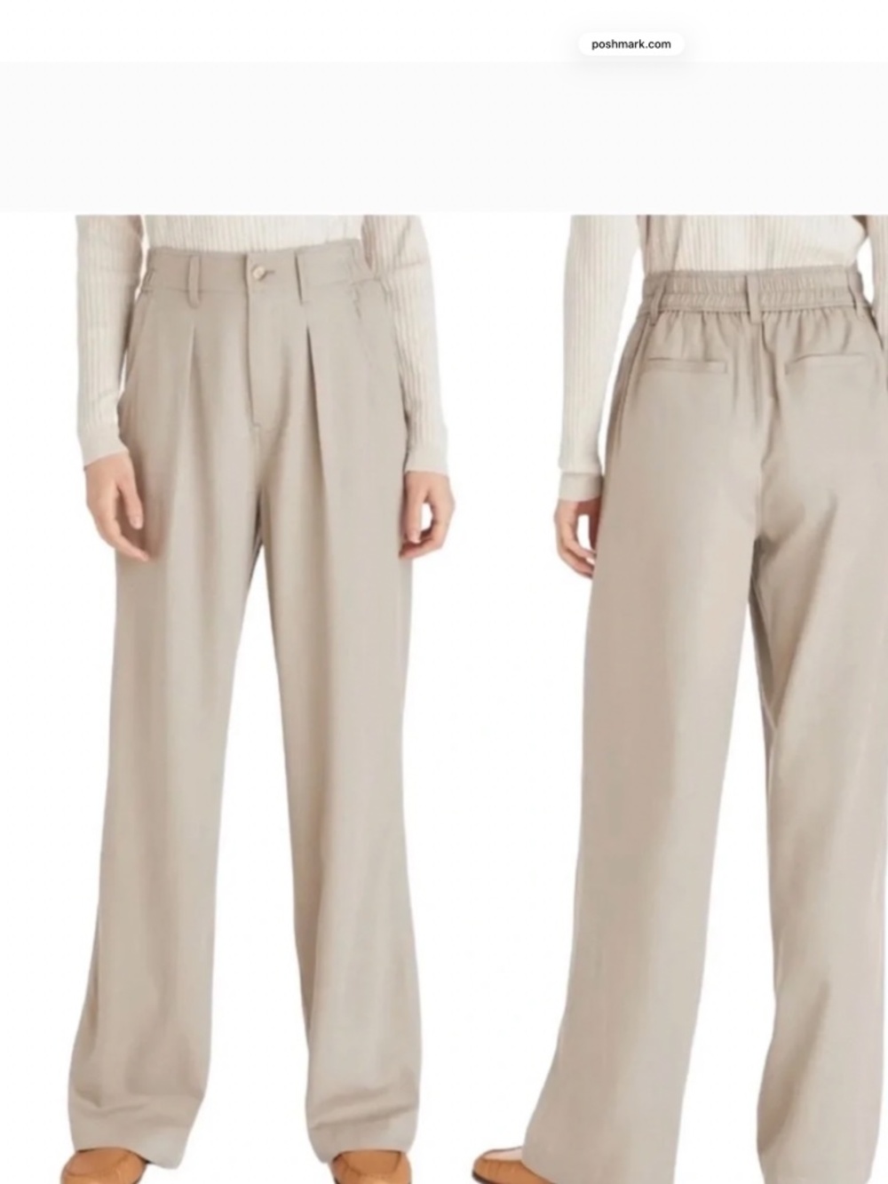 Madewell High Rise Pleated Front Wide Leg Pants in Size 4 Color Blue/Grey